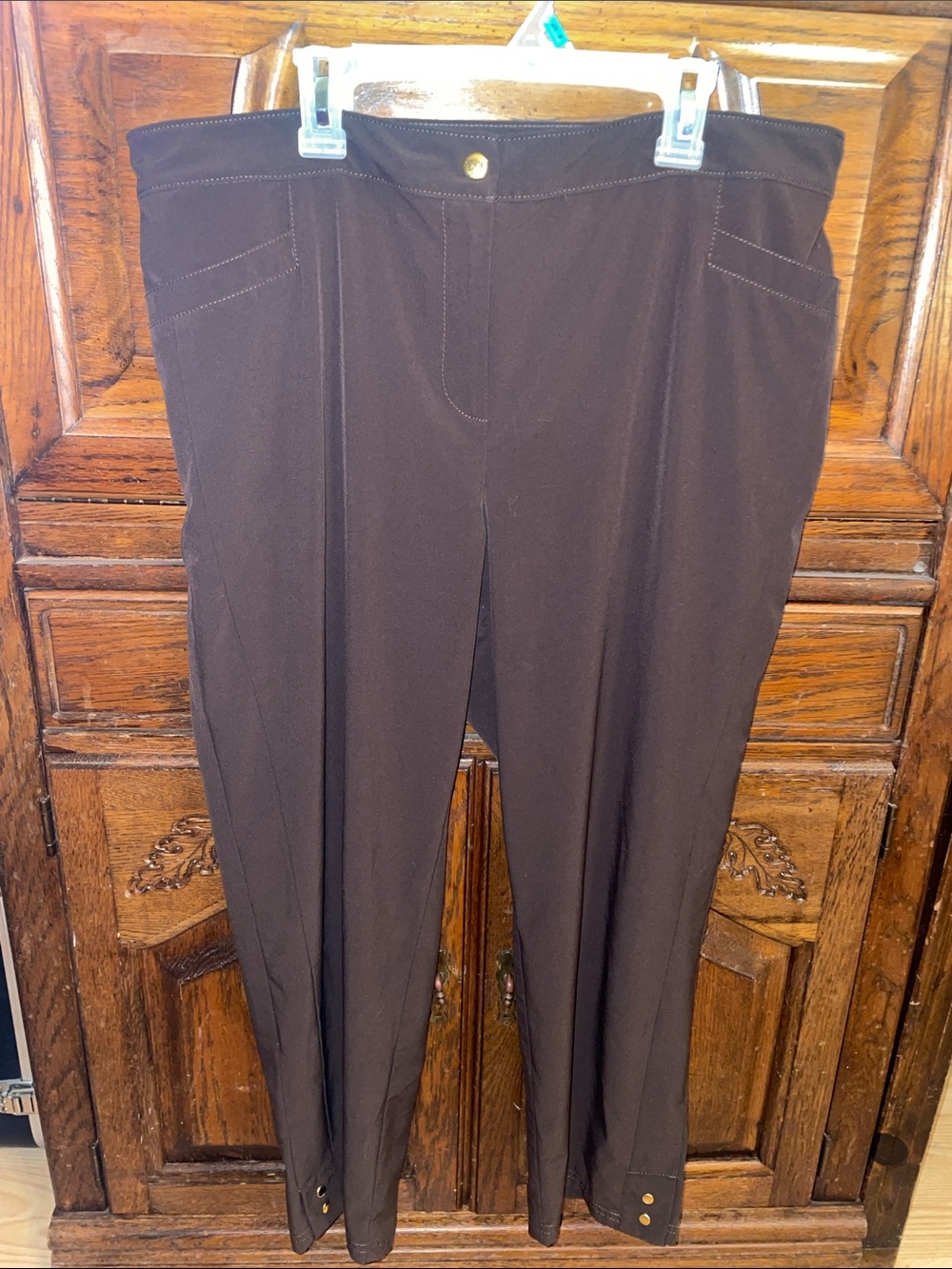 Zenergy by Chico's Women's Straight-Leg Pull-On Pants in Deep Brown, size large